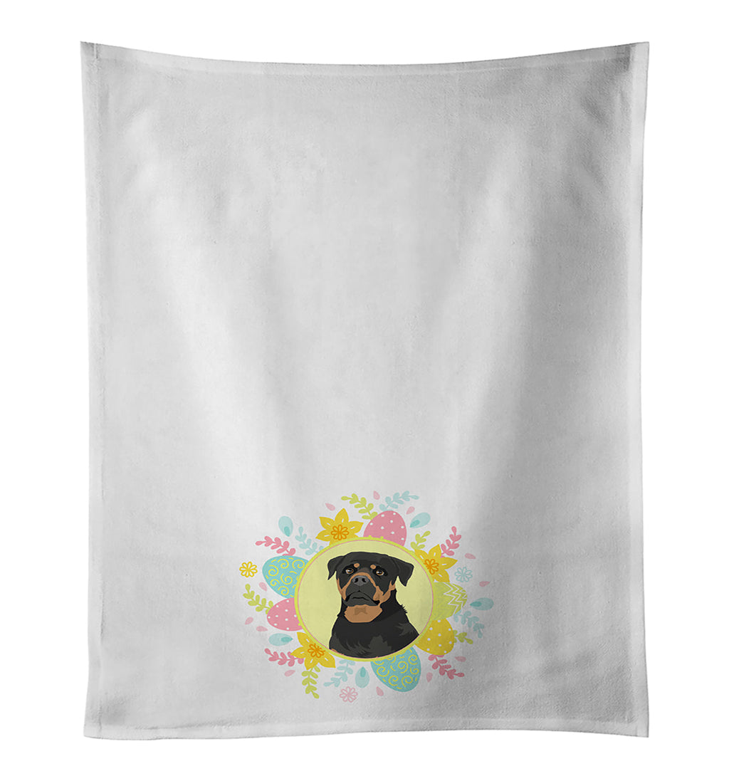 Rottweiler Black and Mahogany Easter Kitchen Towel Set of 2 White Dish Towels Decorative Bathroom Hand towel for Hand, Face, Hair, Yoga, Tea, Dishcloth, 19 X 28", White