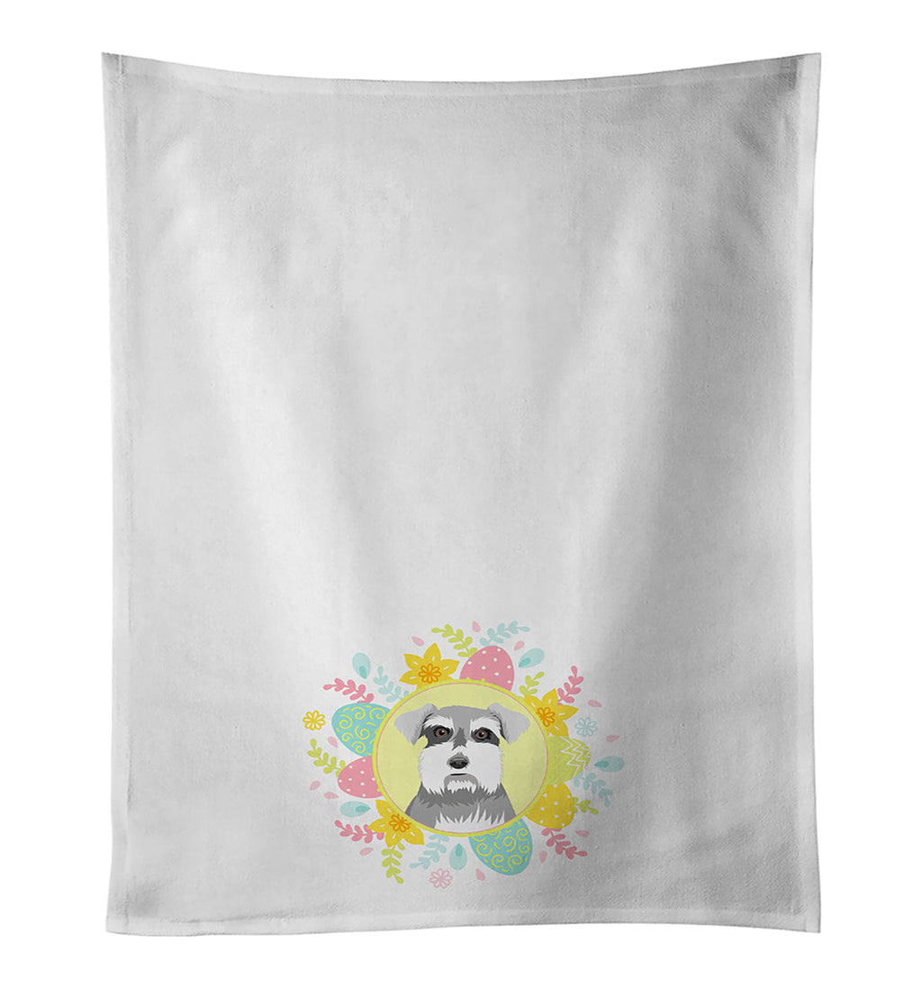 Schnauzer Salt and Pepper #1 Easter Kitchen Towel Set of 2 White Dish Towels Decorative Bathroom Hand towel for Hand, Face, Hair, Yoga, Tea, Dishcloth, 19 X 28", White