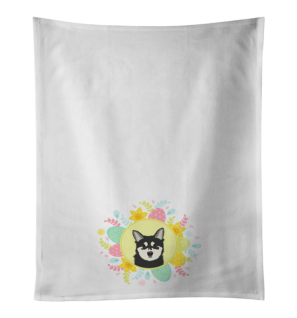 Shiba Inu Husky Mix Easter Kitchen Towel Set of 2 White Dish Towels Decorative Bathroom Hand towel for Hand, Face, Hair, Yoga, Tea, Dishcloth, 19 X 28", White