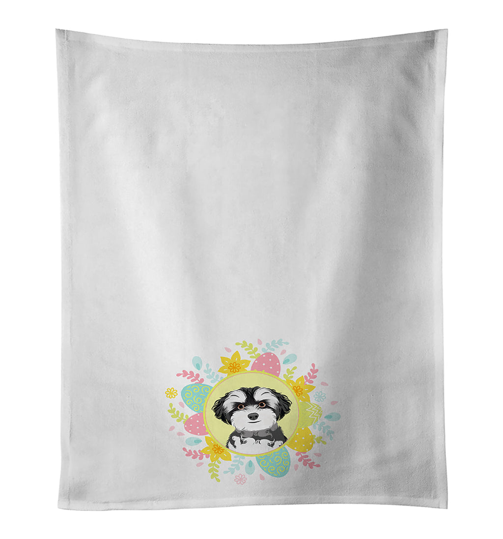 Shih-Tzu Black and White #2 Easter Kitchen Towel Set of 2 White Dish Towels Decorative Bathroom Hand towel for Hand, Face, Hair, Yoga, Tea, Dishcloth, 19 X 28", White