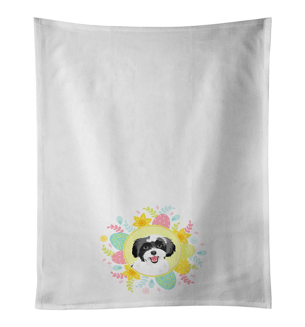 Shih-Tzu Black and White #3 Easter Kitchen Towel Set of 2 White Dish Towels Decorative Bathroom Hand towel for Hand, Face, Hair, Yoga, Tea, Dishcloth, 19 X 28", White