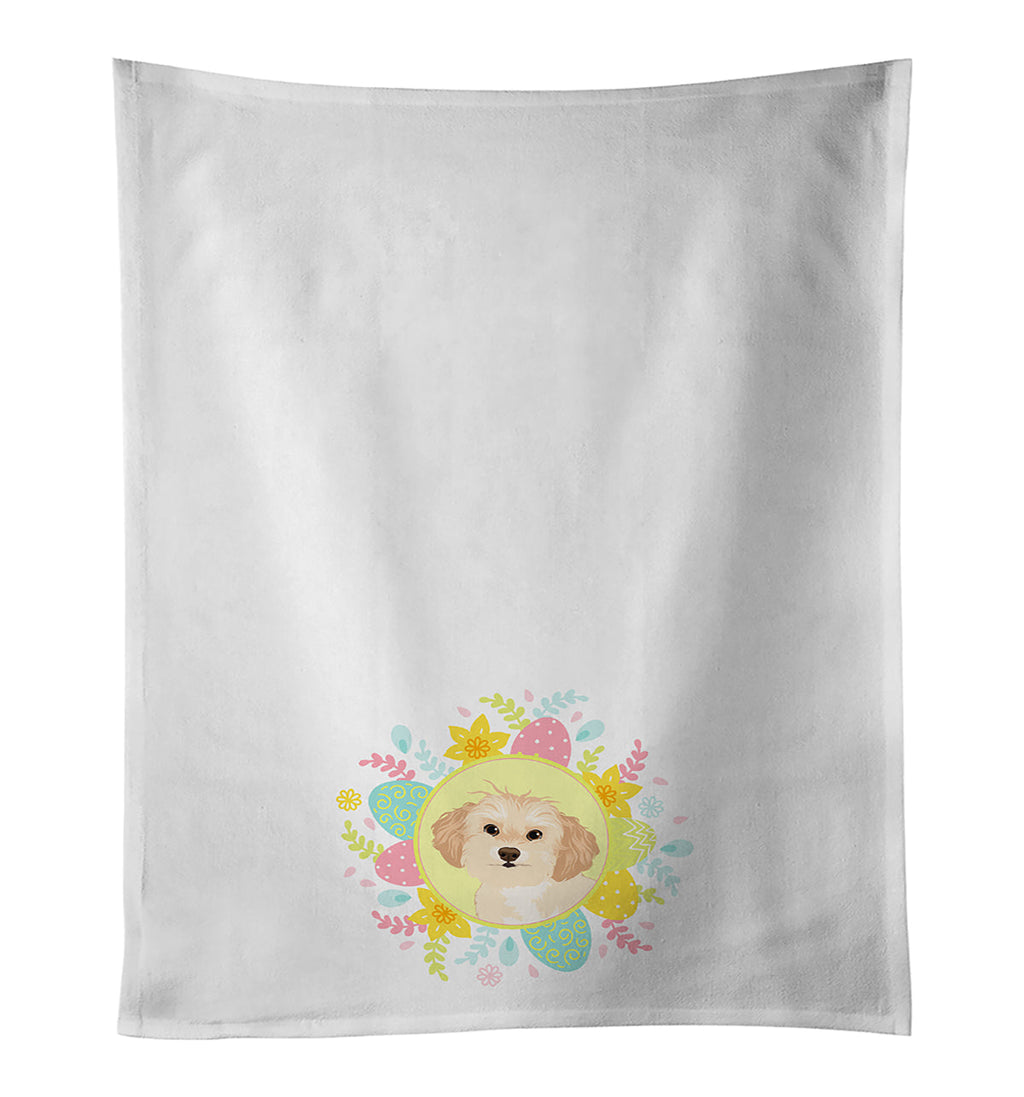 Shih-Tzu Gold #1 Easter Kitchen Towel Set of 2 White Dish Towels Decorative Bathroom Hand towel for Hand, Face, Hair, Yoga, Tea, Dishcloth, 19 X 28", White