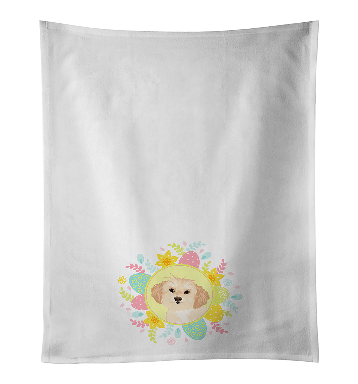 Shih-Tzu Gold #1 Easter Kitchen Towel Set of 2 White Dish Towels Decorative Bathroom Hand towel for Hand, Face, Hair, Yoga, Tea, Dishcloth, 19 X 28", White