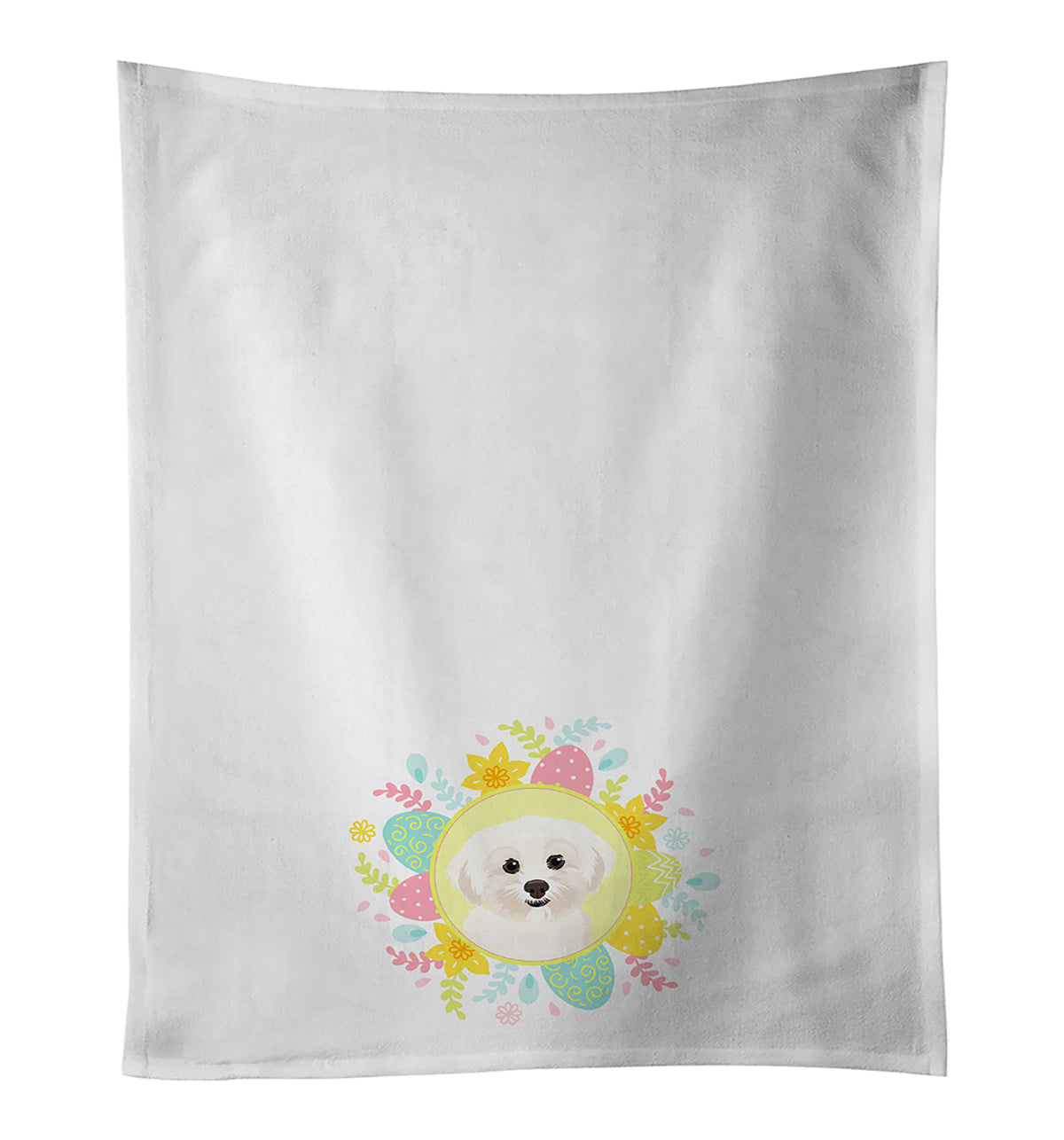Shih-Tzu Gold #4 Easter Kitchen Towel Set of 2 White Dish Towels Decorative Bathroom Hand towel for Hand, Face, Hair, Yoga, Tea, Dishcloth, 19 X 28", White
