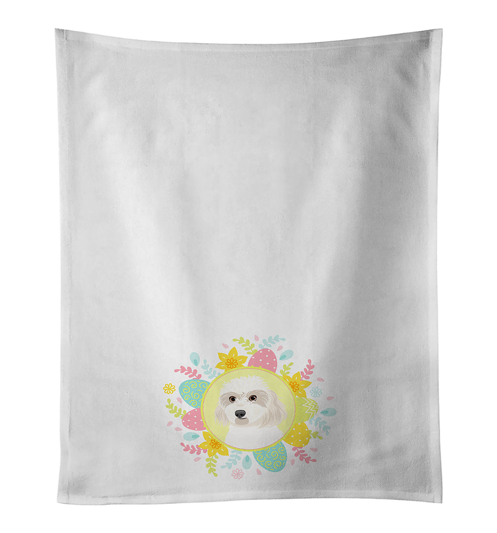 Shih-Tzu Gold #7 Easter Kitchen Towel Set of 2 White Dish Towels Decorative Bathroom Hand towel for Hand, Face, Hair, Yoga, Tea, Dishcloth, 19 X 28", White