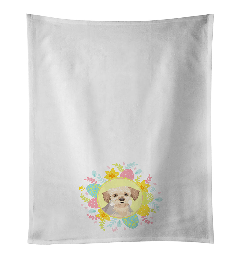 Yorkie Blue and Tan #1 Easter Kitchen Towel Set of 2 White Dish Towels Decorative Bathroom Hand towel for Hand, Face, Hair, Yoga, Tea, Dishcloth, 19 X 28", White
