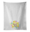 Yorkie Blue and Tan Puppy Easter Kitchen Towel Set of 2 White Dish Towels Decorative Bathroom Hand towel for Hand, Face, Hair, Yoga, Tea, Dishcloth, 19 X 28", White
