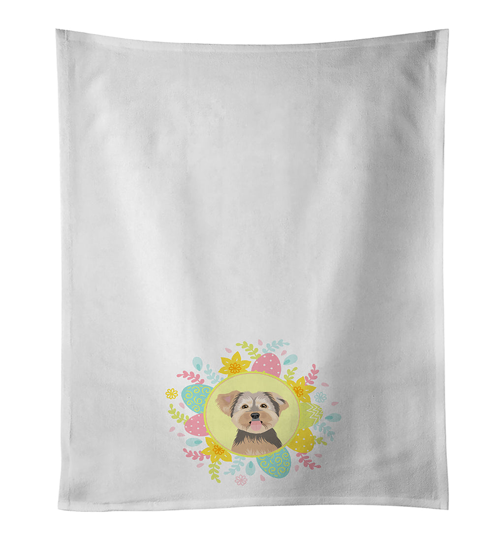 Yorkie Chocolate #2 Easter Kitchen Towel Set of 2 White Dish Towels Decorative Bathroom Hand towel for Hand, Face, Hair, Yoga, Tea, Dishcloth, 19 X 28", White