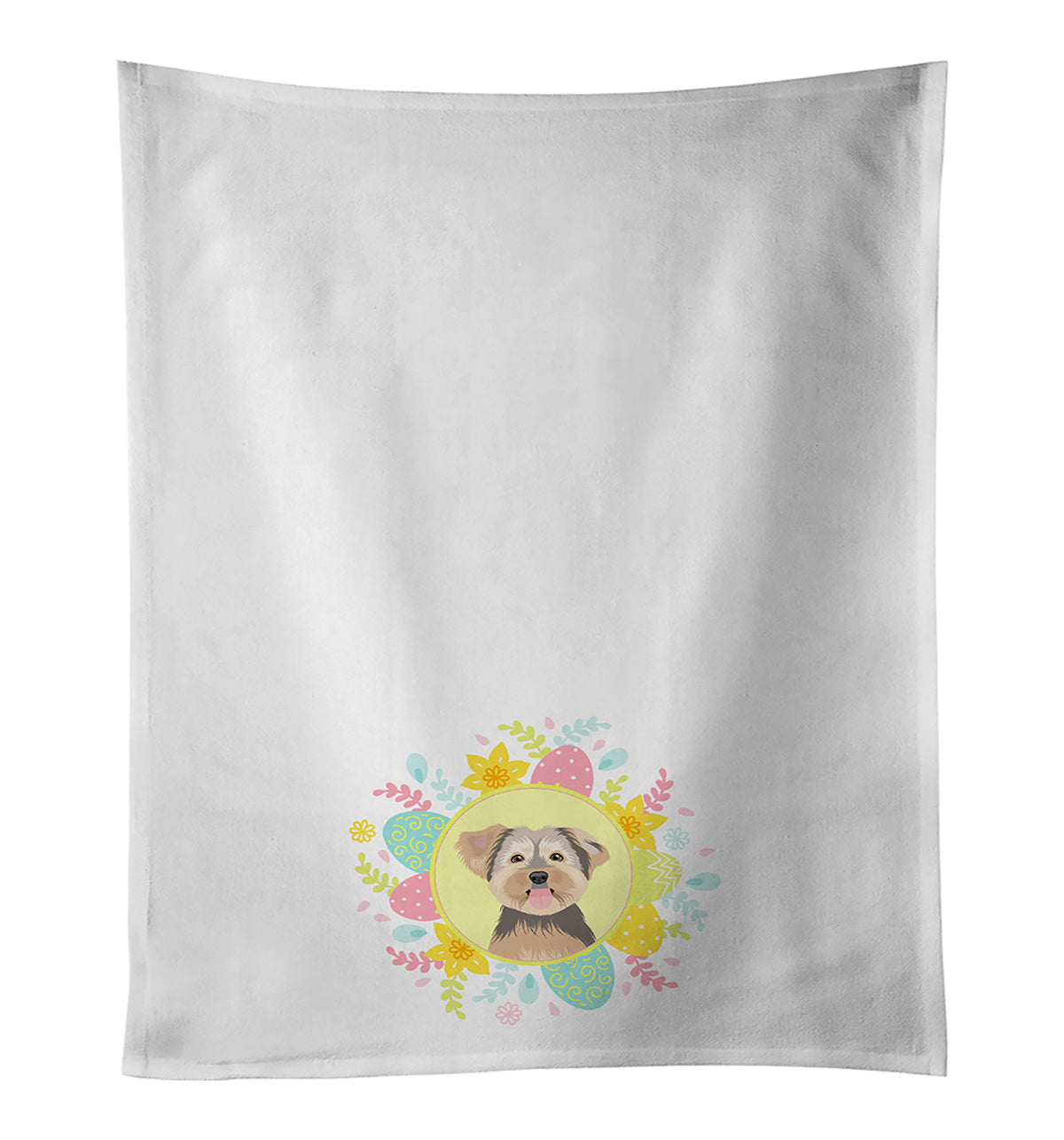 Yorkie Chocolate #2 Easter Kitchen Towel Set of 2 White Dish Towels Decorative Bathroom Hand towel for Hand, Face, Hair, Yoga, Tea, Dishcloth, 19 X 28", White