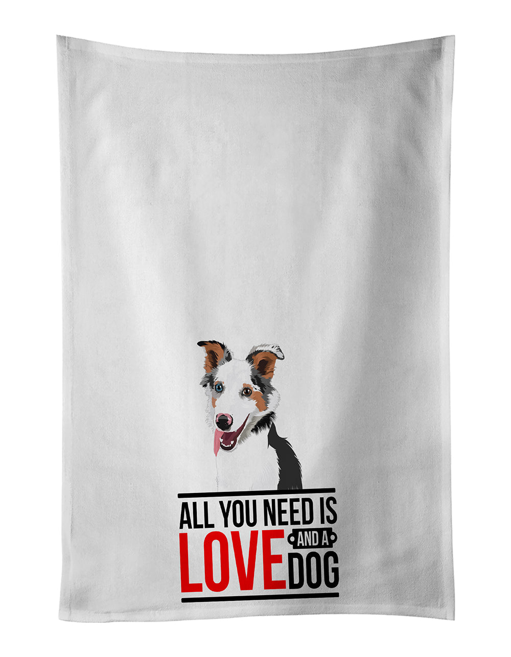 Australian Shepherd Blue Merle Puppy #2  Kitchen Towel Set of 2 White Dish Towels Decorative Bathroom Hand towel for Hand, Face, Hair, Yoga, Tea, Dishcloth, 19 X 28", White