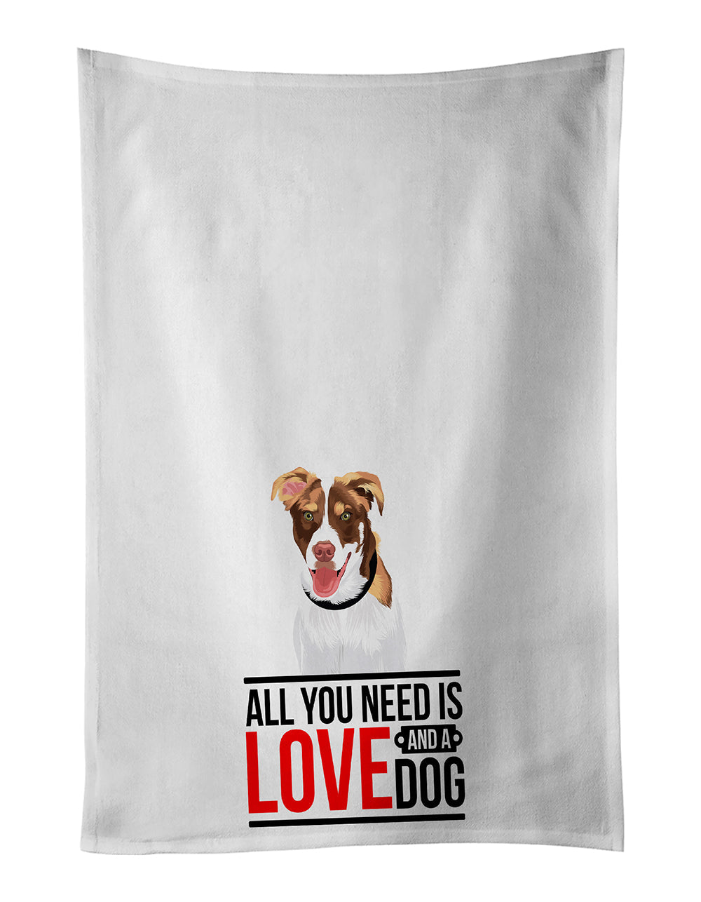 Australian Shepherd Red and White #2  Kitchen Towel Set of 2 White Dish Towels Decorative Bathroom Hand towel for Hand, Face, Hair, Yoga, Tea, Dishcloth, 19 X 28", White