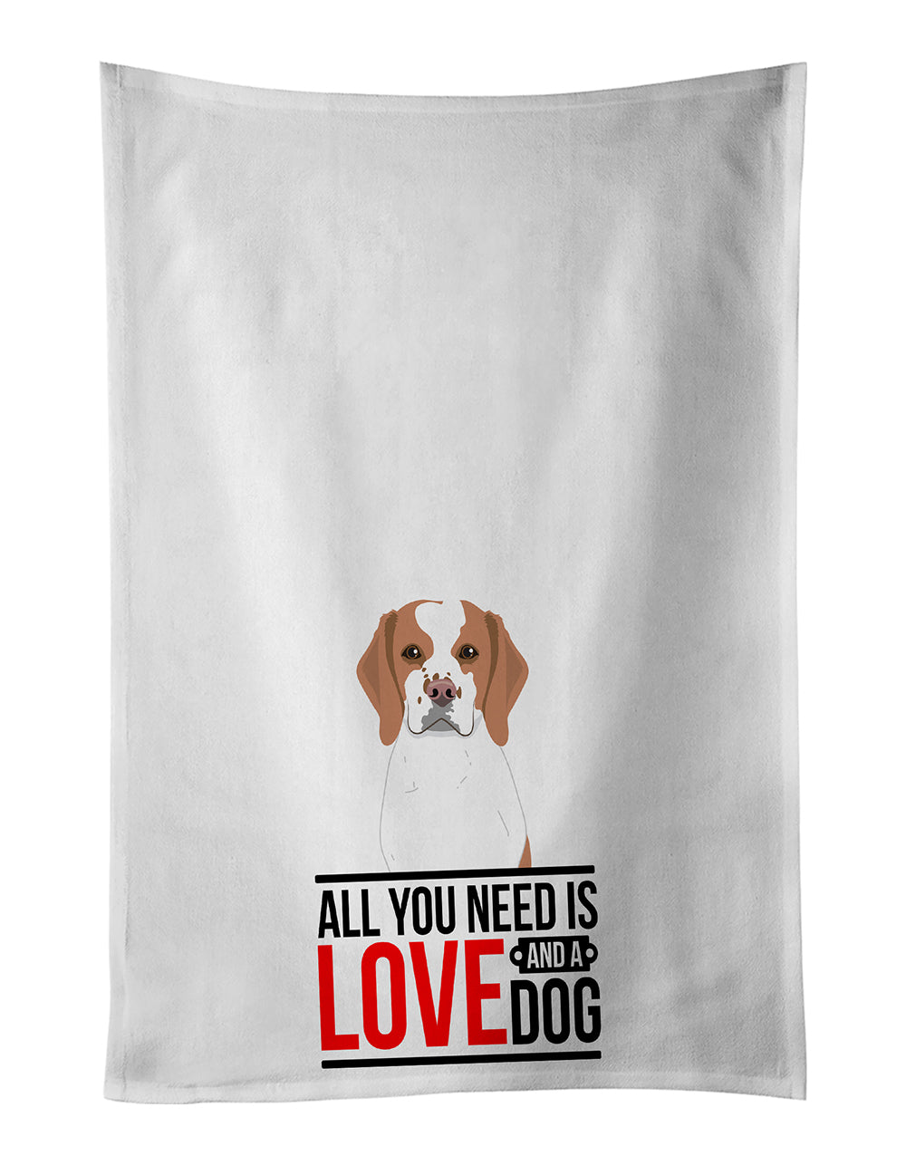 Beagle Red and White Red Ticked #1  Kitchen Towel Set of 2 White Dish Towels Decorative Bathroom Hand towel for Hand, Face, Hair, Yoga, Tea, Dishcloth, 19 X 28", White