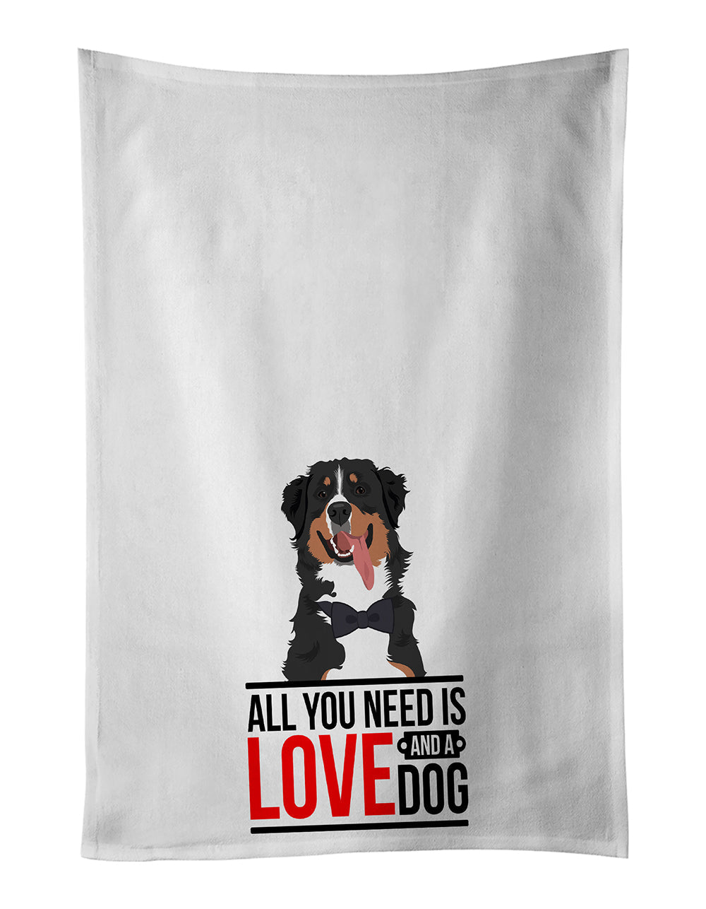 Bernese Mountain Dog #1  Kitchen Towel Set of 2 White Dish Towels Decorative Bathroom Hand towel for Hand, Face, Hair, Yoga, Tea, Dishcloth, 19 X 28", White