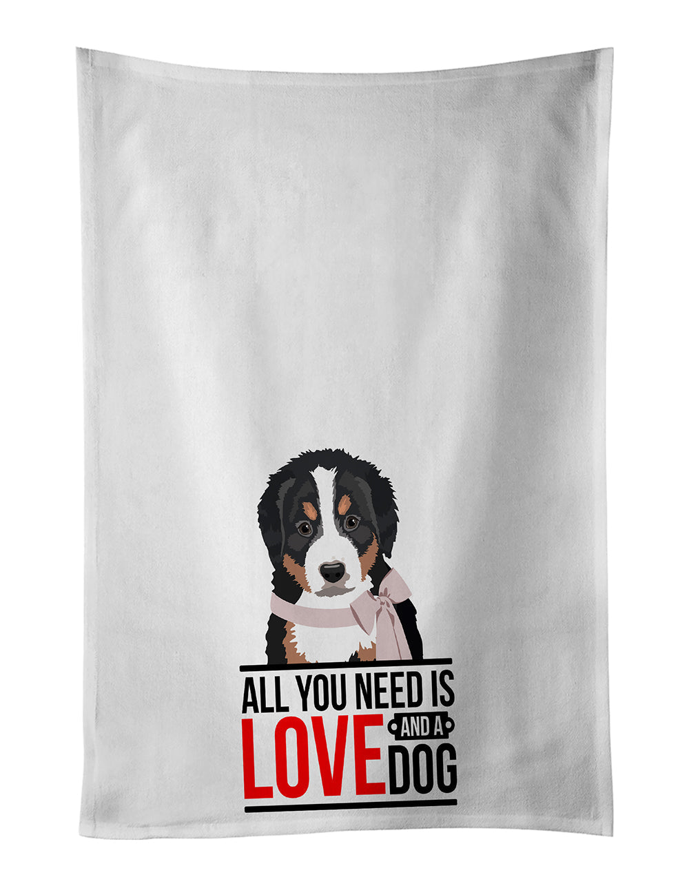 Bernese Mountain Dog Puppy #1  Kitchen Towel Set of 2 White Dish Towels Decorative Bathroom Hand towel for Hand, Face, Hair, Yoga, Tea, Dishcloth, 19 X 28", White