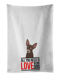 Chihuahua Chocolate #2  Kitchen Towel Set of 2 White Dish Towels Decorative Bathroom Hand towel for Hand, Face, Hair, Yoga, Tea, Dishcloth, 19 X 28", White