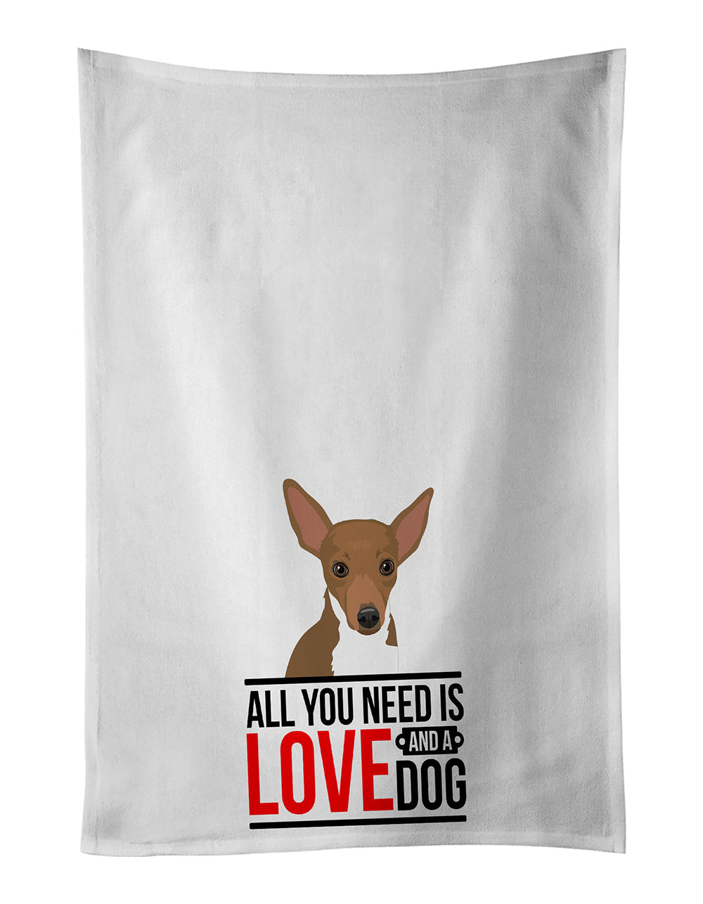 Chihuahua Chocolate and White #1  Kitchen Towel Set of 2 White Dish Towels Decorative Bathroom Hand towel for Hand, Face, Hair, Yoga, Tea, Dishcloth, 19 X 28", White