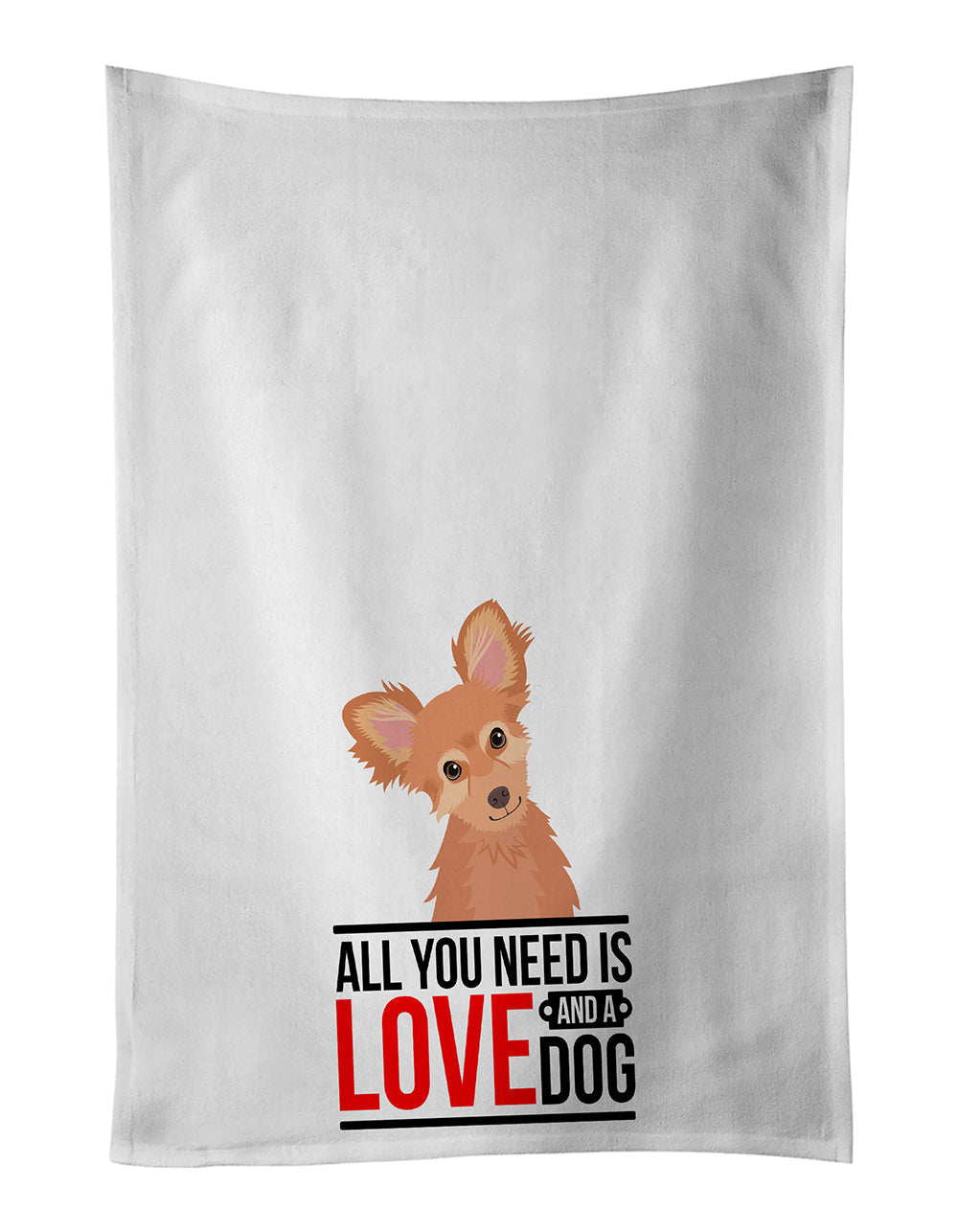Chihuahua Fawn  Kitchen Towel Set of 2 White Dish Towels Decorative Bathroom Hand towel for Hand, Face, Hair, Yoga, Tea, Dishcloth, 19 X 28", White