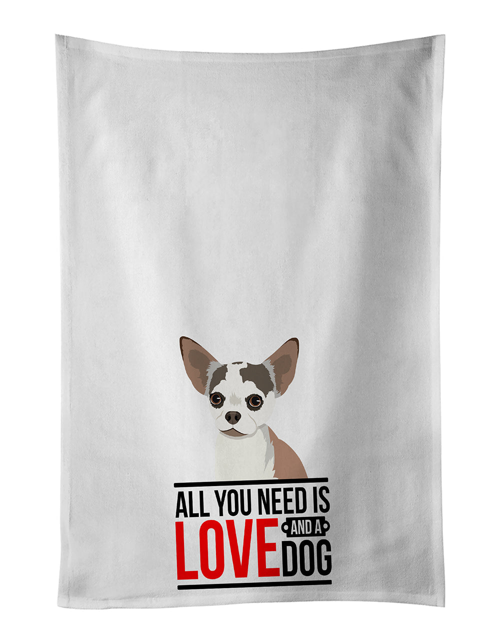 Chihuahua Merle  Kitchen Towel Set of 2 White Dish Towels Decorative Bathroom Hand towel for Hand, Face, Hair, Yoga, Tea, Dishcloth, 19 X 28", White