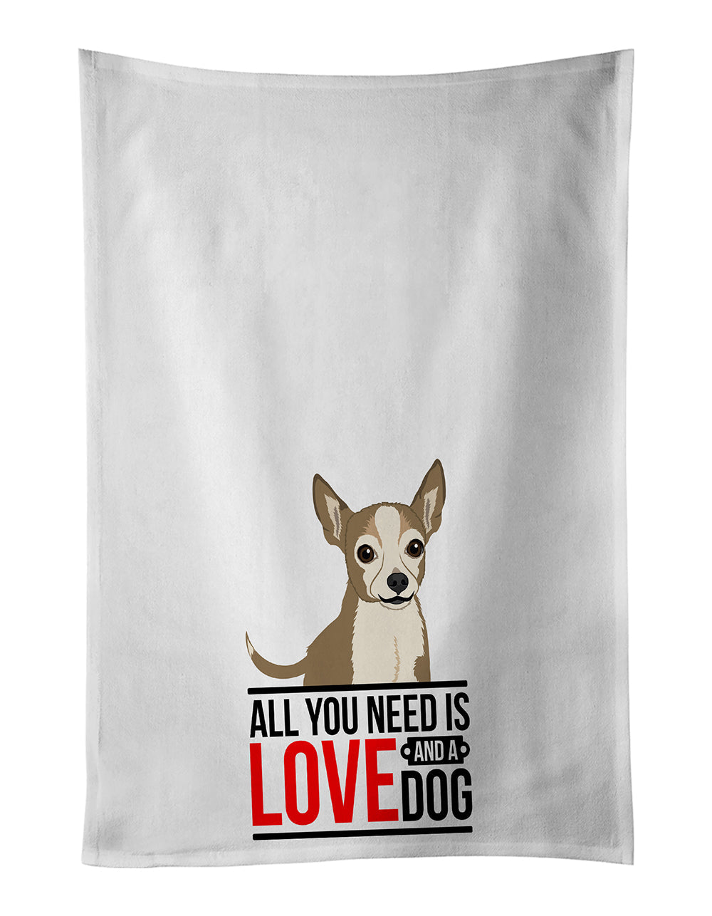 Chihuahua Silver and Tan  Kitchen Towel Set of 2 White Dish Towels Decorative Bathroom Hand towel for Hand, Face, Hair, Yoga, Tea, Dishcloth, 19 X 28", White