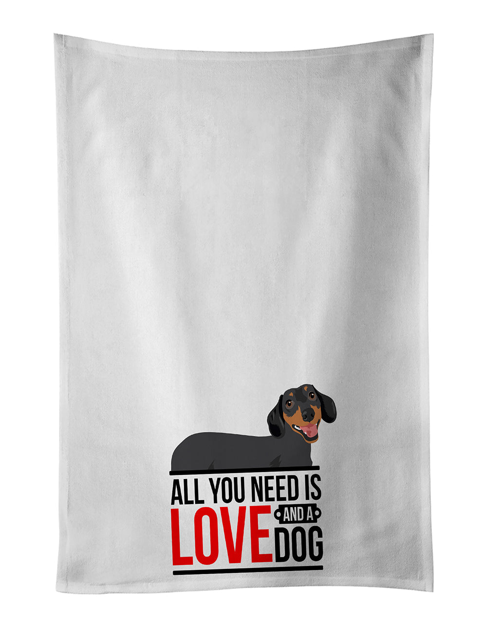 Dachshund Black and Tan #3 Kitchen Towel Set of 2 White Dish Towels Decorative Bathroom Hand towel for Hand, Face, Hair, Yoga, Tea, Dishcloth, 19 X 28", White