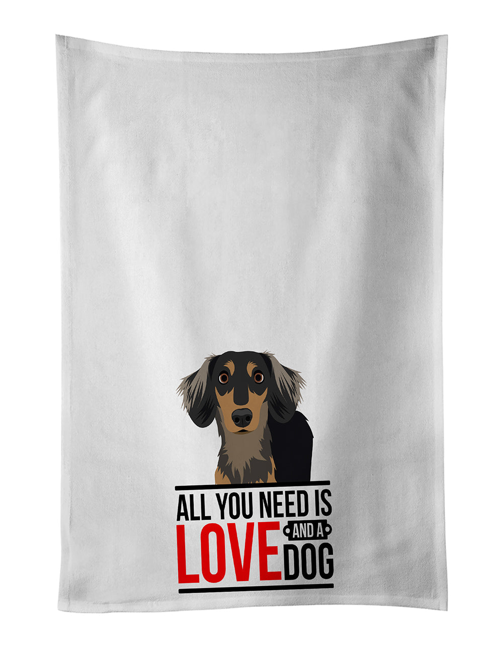 Dachshund Black and Tan #4 Kitchen Towel Set of 2 White Dish Towels Decorative Bathroom Hand towel for Hand, Face, Hair, Yoga, Tea, Dishcloth, 19 X 28", White