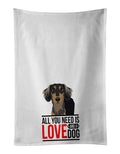 Dachshund Black and Tan #4 Kitchen Towel Set of 2 White Dish Towels Decorative Bathroom Hand towel for Hand, Face, Hair, Yoga, Tea, Dishcloth, 19 X 28", White