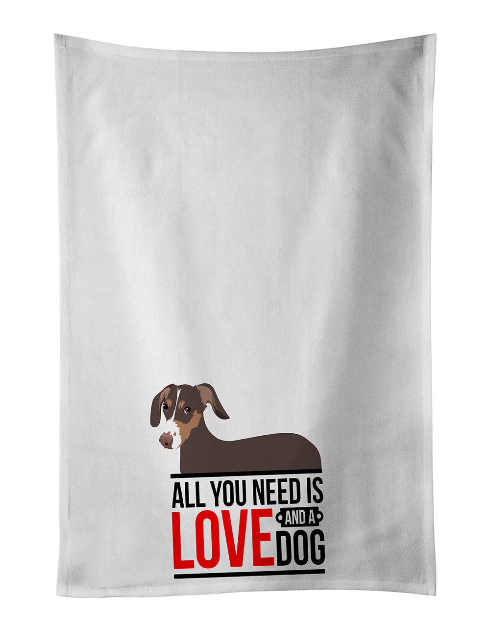 Dachshund Chocolate and Tan Kitchen Towel Set of 2 White Dish Towels Decorative Bathroom Hand towel for Hand, Face, Hair, Yoga, Tea, Dishcloth, 19 X 28", White