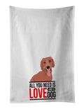 Dachshund Red #1 Kitchen Towel Set of 2 White Dish Towels Decorative Bathroom Hand towel for Hand, Face, Hair, Yoga, Tea, Dishcloth, 19 X 28", White