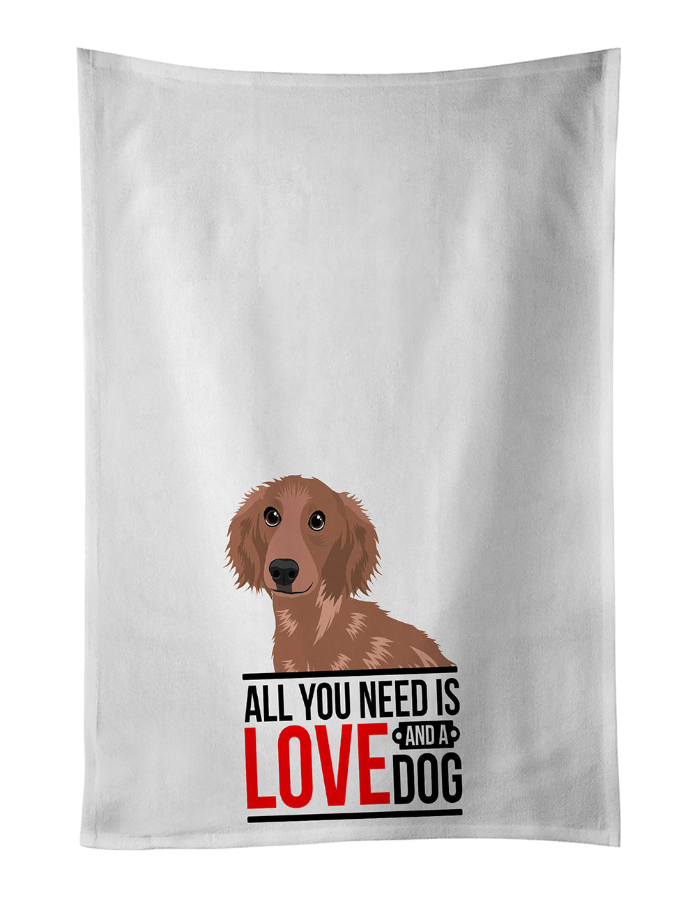 Dachshund Red #2 Kitchen Towel Set of 2 White Dish Towels Decorative Bathroom Hand towel for Hand, Face, Hair, Yoga, Tea, Dishcloth, 19 X 28", White