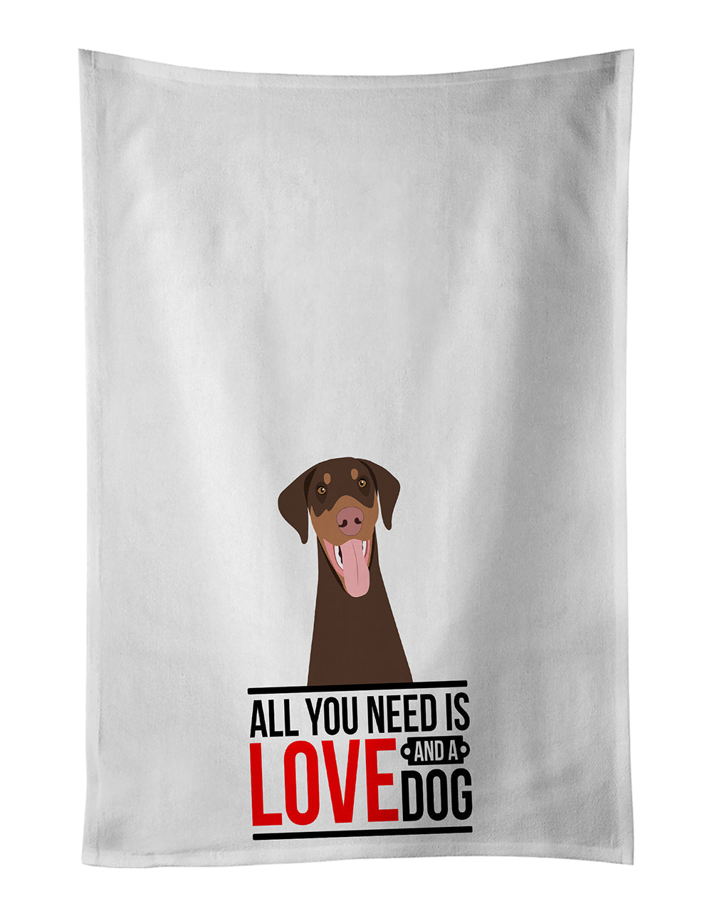 Doberman Pinscher Red and Rust Natural Ears #1  Kitchen Towel Set of 2 White Dish Towels Decorative Bathroom Hand towel for Hand, Face, Hair, Yoga, Tea, Dishcloth, 19 X 28", White
