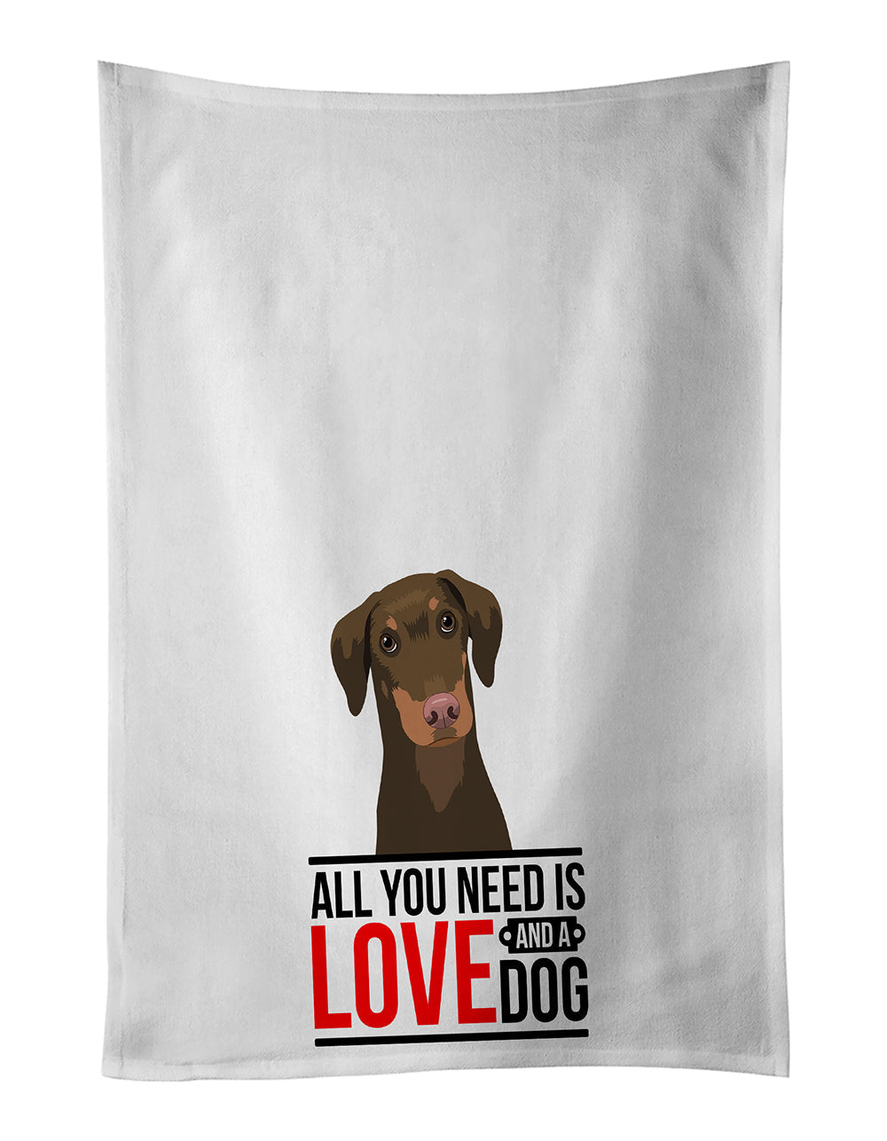 Doberman Pinscher Red and Rust Natural Ears #2  Kitchen Towel Set of 2 White Dish Towels Decorative Bathroom Hand towel for Hand, Face, Hair, Yoga, Tea, Dishcloth, 19 X 28", White