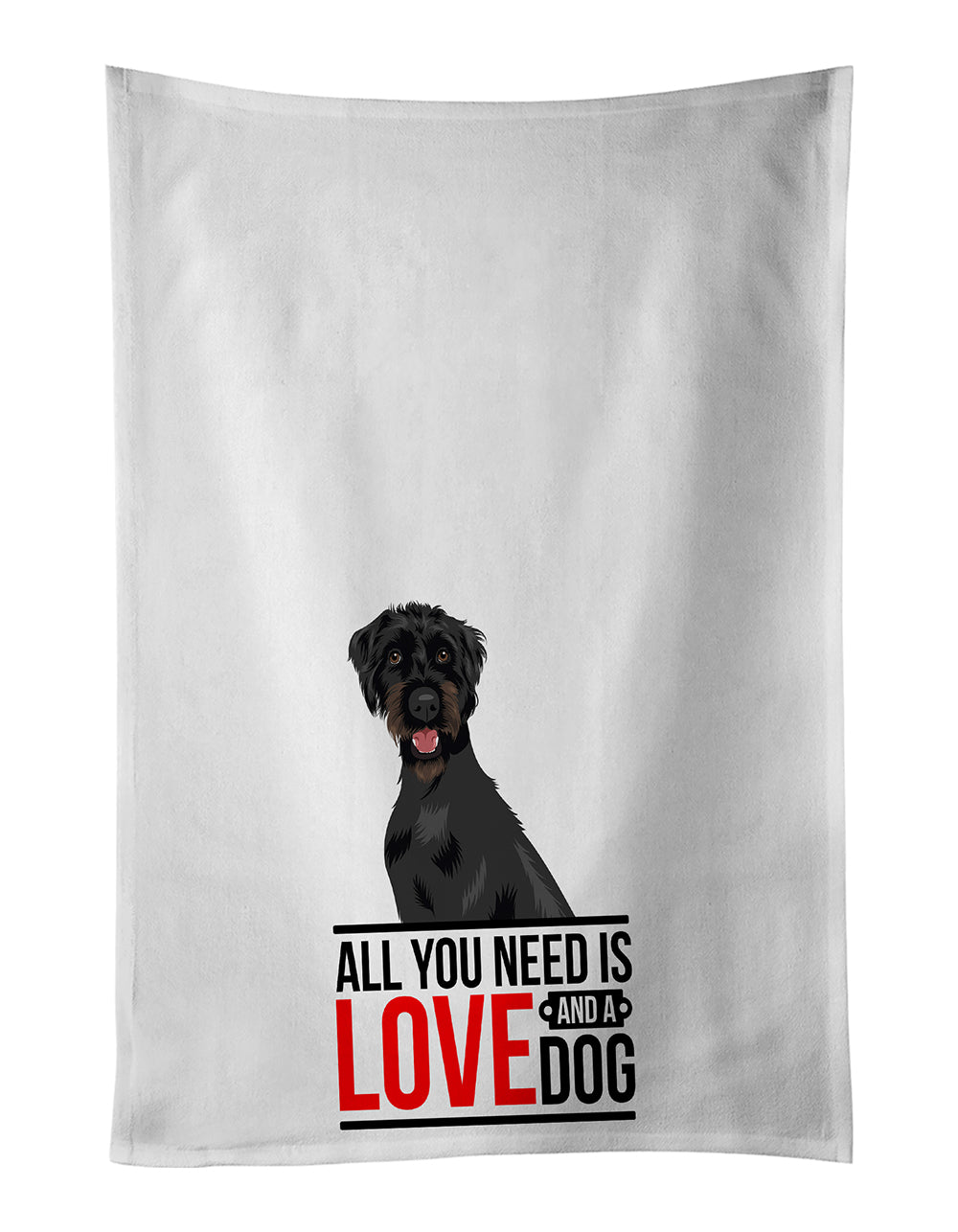Doodle Black and Tan  Kitchen Towel Set of 2 White Dish Towels Decorative Bathroom Hand towel for Hand, Face, Hair, Yoga, Tea, Dishcloth, 19 X 28", White