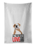English Bulldog Fawn and White  Kitchen Towel Set of 2 White Dish Towels Decorative Bathroom Hand towel for Hand, Face, Hair, Yoga, Tea, Dishcloth, 19 X 28", White