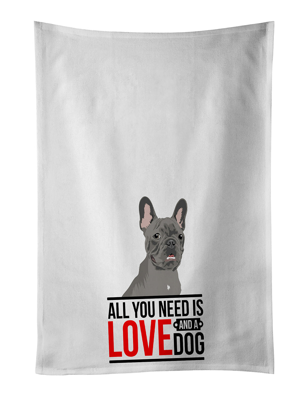 French Bulldog Blue  Kitchen Towel Set of 2 White Dish Towels Decorative Bathroom Hand towel for Hand, Face, Hair, Yoga, Tea, Dishcloth, 19 X 28", White