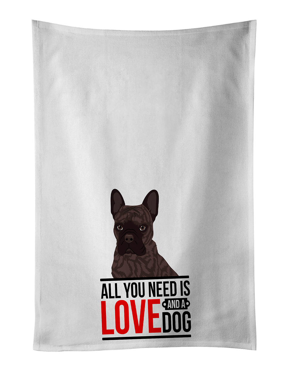 French Bulldog Brindle #1  Kitchen Towel Set of 2 White Dish Towels Decorative Bathroom Hand towel for Hand, Face, Hair, Yoga, Tea, Dishcloth, 19 X 28", White