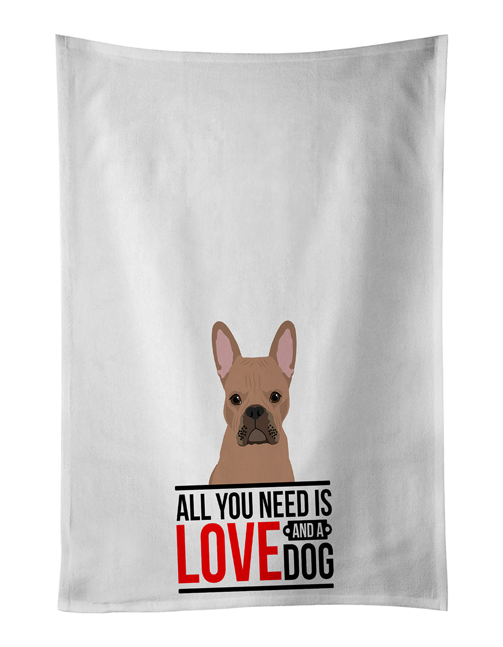 French Bulldog Cream  Kitchen Towel Set of 2 White Dish Towels Decorative Bathroom Hand towel for Hand, Face, Hair, Yoga, Tea, Dishcloth, 19 X 28", White