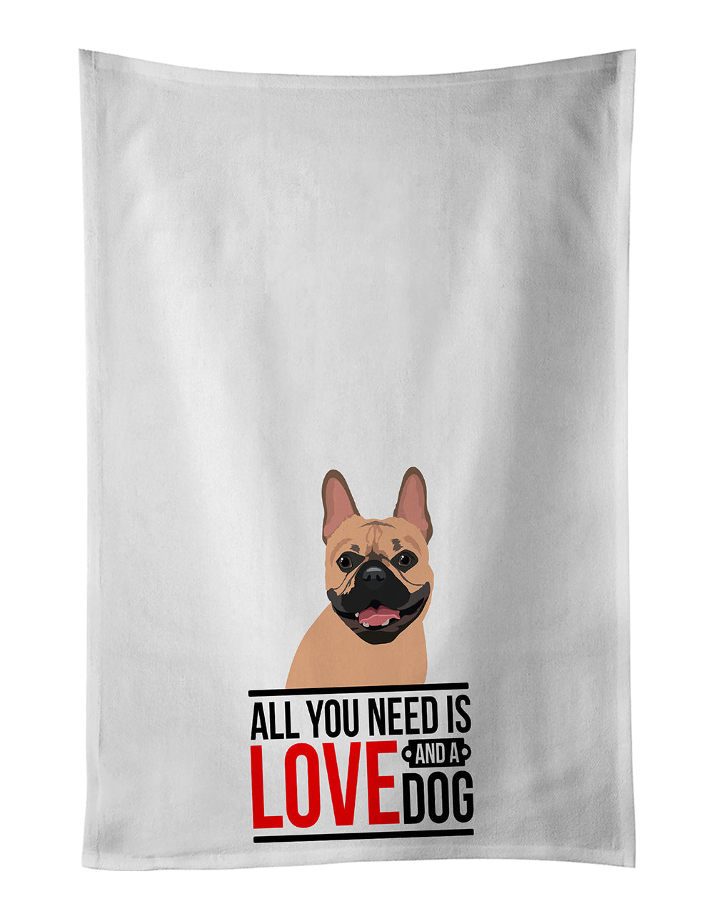 French Bulldog Fawn #2  Kitchen Towel Set of 2 White Dish Towels Decorative Bathroom Hand towel for Hand, Face, Hair, Yoga, Tea, Dishcloth, 19 X 28", White