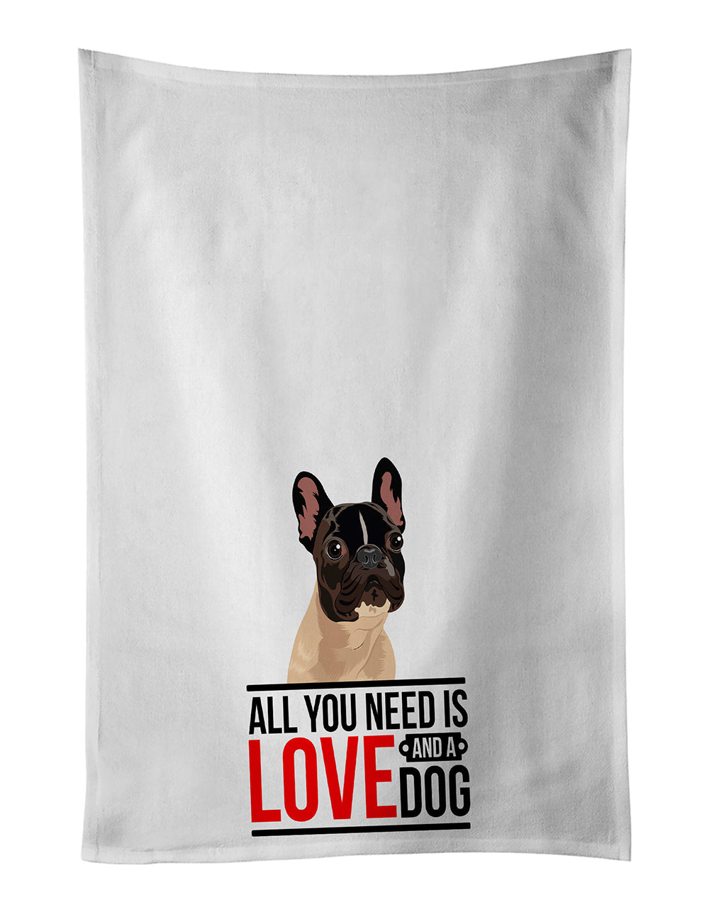 French Bulldog Fawn #3  Kitchen Towel Set of 2 White Dish Towels Decorative Bathroom Hand towel for Hand, Face, Hair, Yoga, Tea, Dishcloth, 19 X 28", White