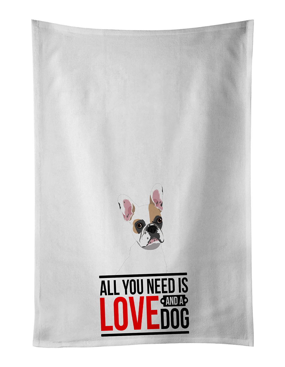French Bulldog White #1  Kitchen Towel Set of 2 White Dish Towels Decorative Bathroom Hand towel for Hand, Face, Hair, Yoga, Tea, Dishcloth, 19 X 28", White