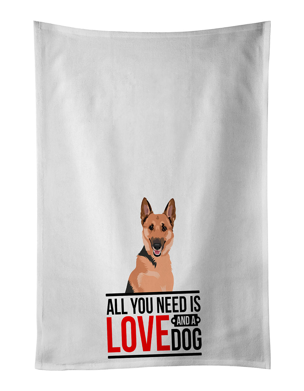German Shepherd Black and Tan #1  Kitchen Towel Set of 2 White Dish Towels Decorative Bathroom Hand towel for Hand, Face, Hair, Yoga, Tea, Dishcloth, 19 X 28", White