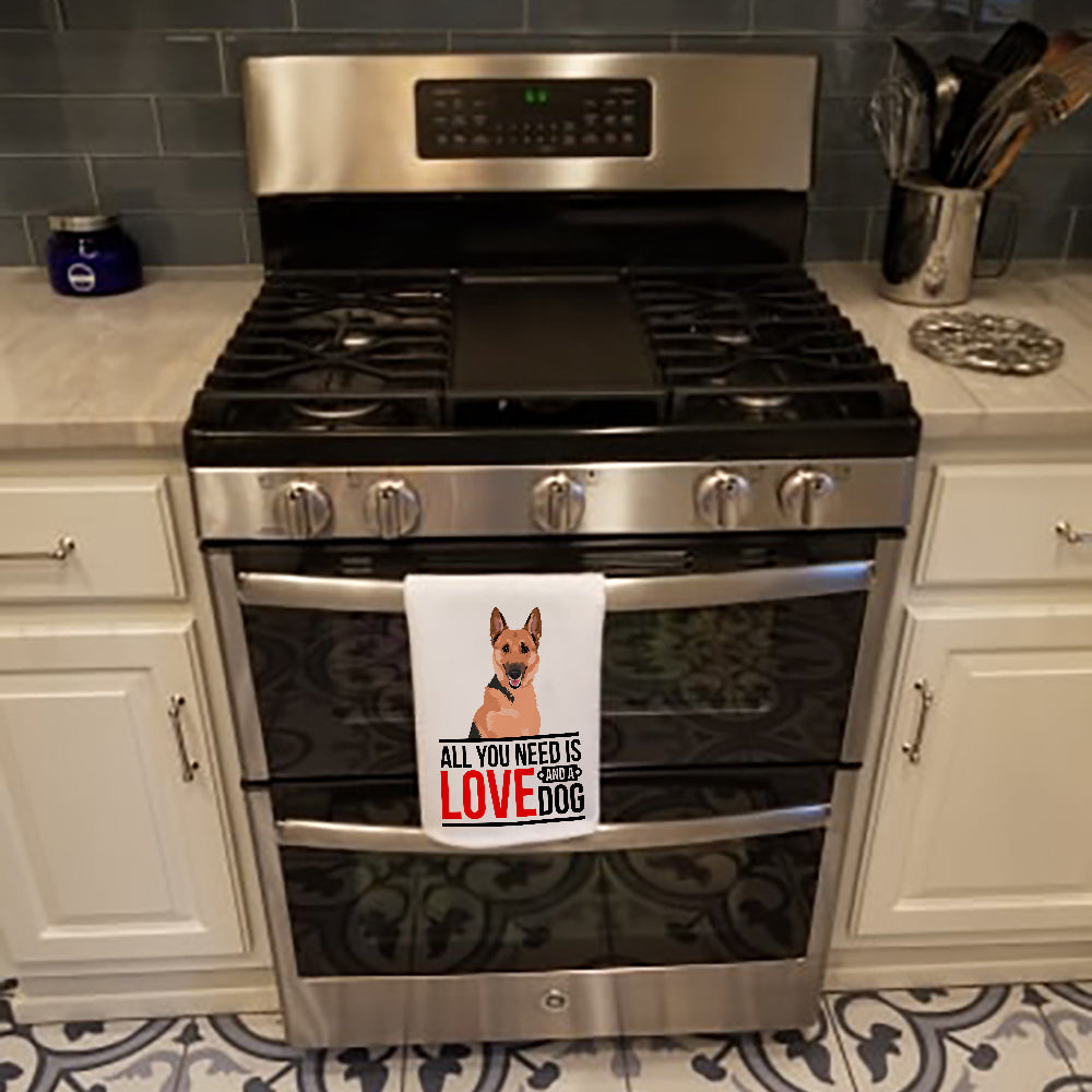 German Shepherd Black and Tan #1  Kitchen Towel Set of 2 White Dish Towels Decorative Bathroom Hand towel for Hand, Face, Hair, Yoga, Tea, Dishcloth, 19 X 28", White
