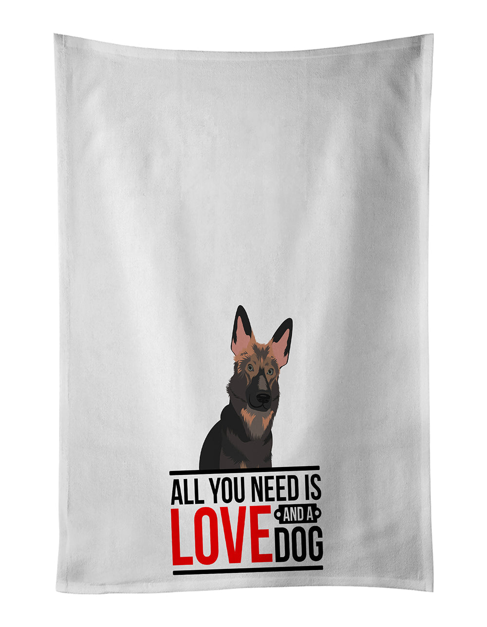 German Shepherd Puppy  Kitchen Towel Set of 2 White Dish Towels Decorative Bathroom Hand towel for Hand, Face, Hair, Yoga, Tea, Dishcloth, 19 X 28", White