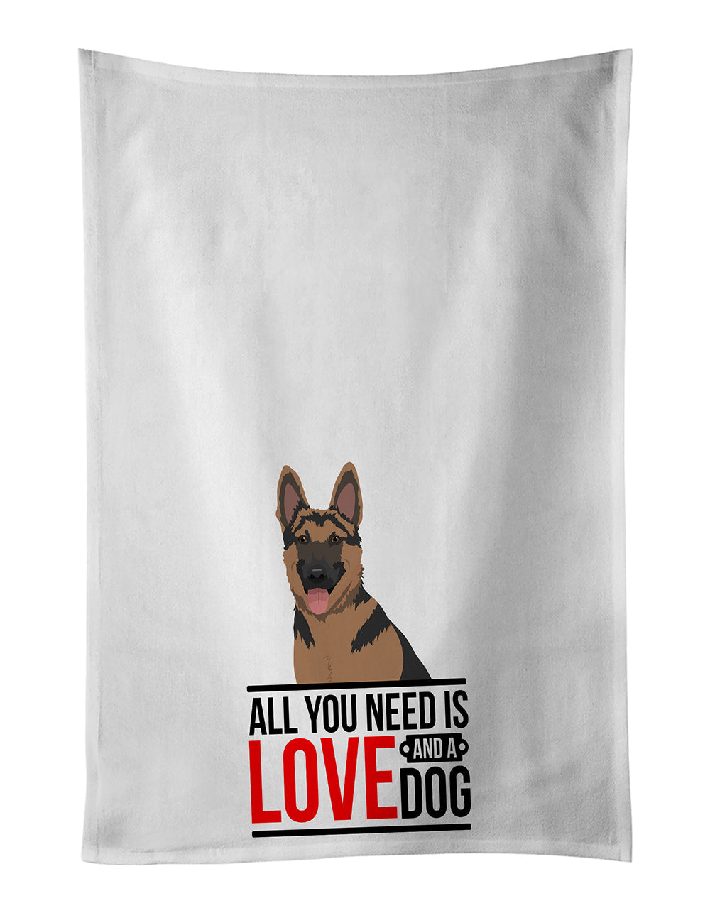 German Shepherd Red and Black  Kitchen Towel Set of 2 White Dish Towels Decorative Bathroom Hand towel for Hand, Face, Hair, Yoga, Tea, Dishcloth, 19 X 28", White