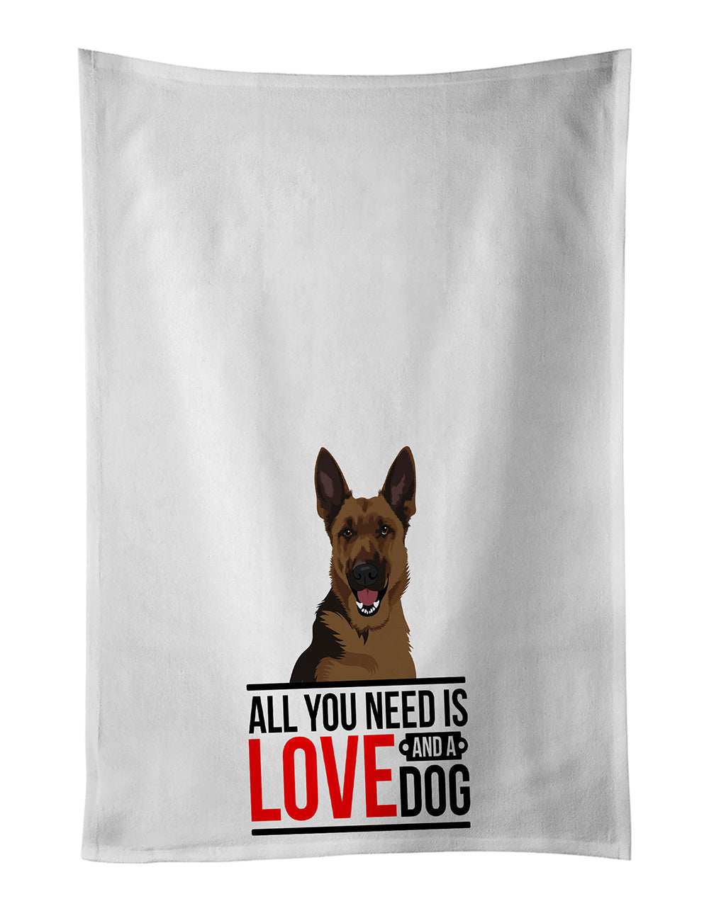 German Shepherd Black and Tan #2  Kitchen Towel Set of 2 White Dish Towels Decorative Bathroom Hand towel for Hand, Face, Hair, Yoga, Tea, Dishcloth, 19 X 28", White