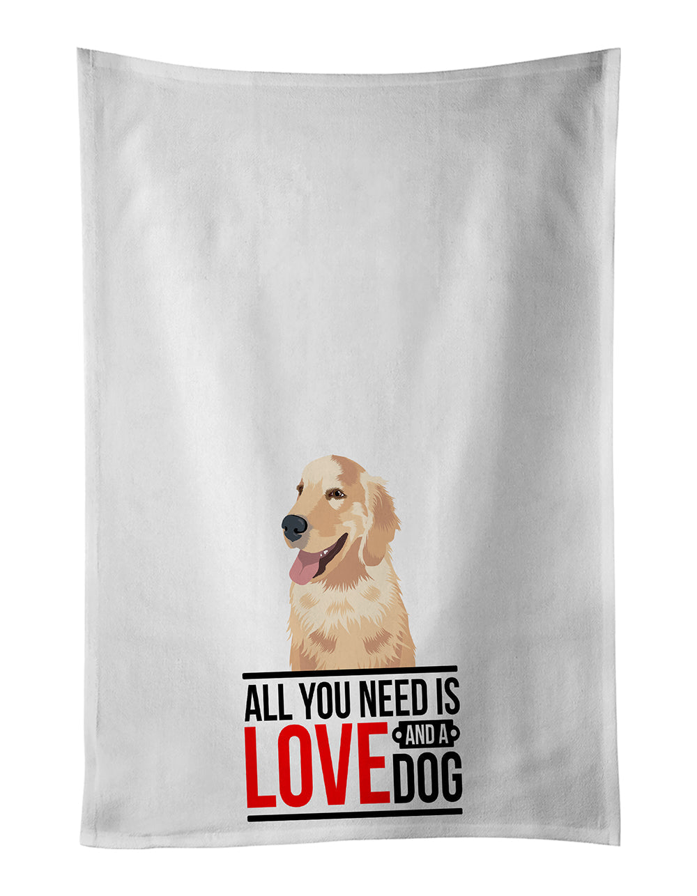 Golden Retriever Fawn #1  Kitchen Towel Set of 2 White Dish Towels Decorative Bathroom Hand towel for Hand, Face, Hair, Yoga, Tea, Dishcloth, 19 X 28", White