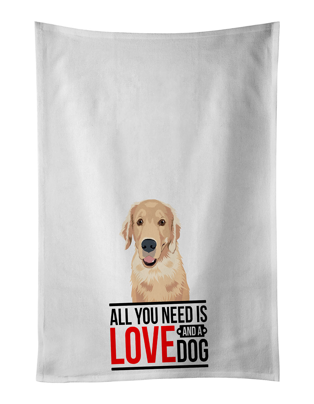 Golden Retriever Fawn #2  Kitchen Towel Set of 2 White Dish Towels Decorative Bathroom Hand towel for Hand, Face, Hair, Yoga, Tea, Dishcloth, 19 X 28", White