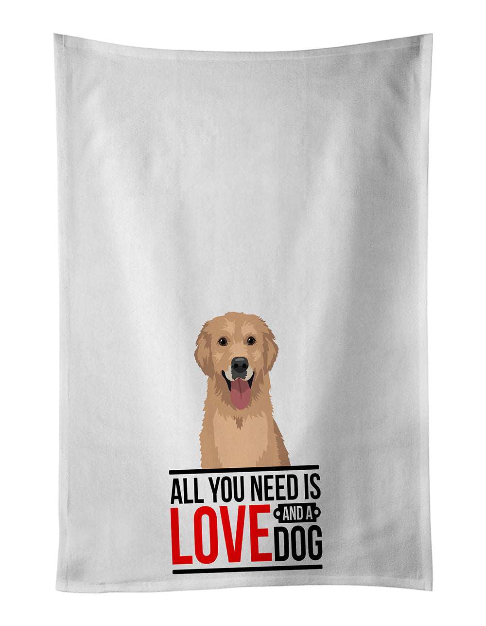 Golden Retriever Fawn #3  Kitchen Towel Set of 2 White Dish Towels Decorative Bathroom Hand towel for Hand, Face, Hair, Yoga, Tea, Dishcloth, 19 X 28", White