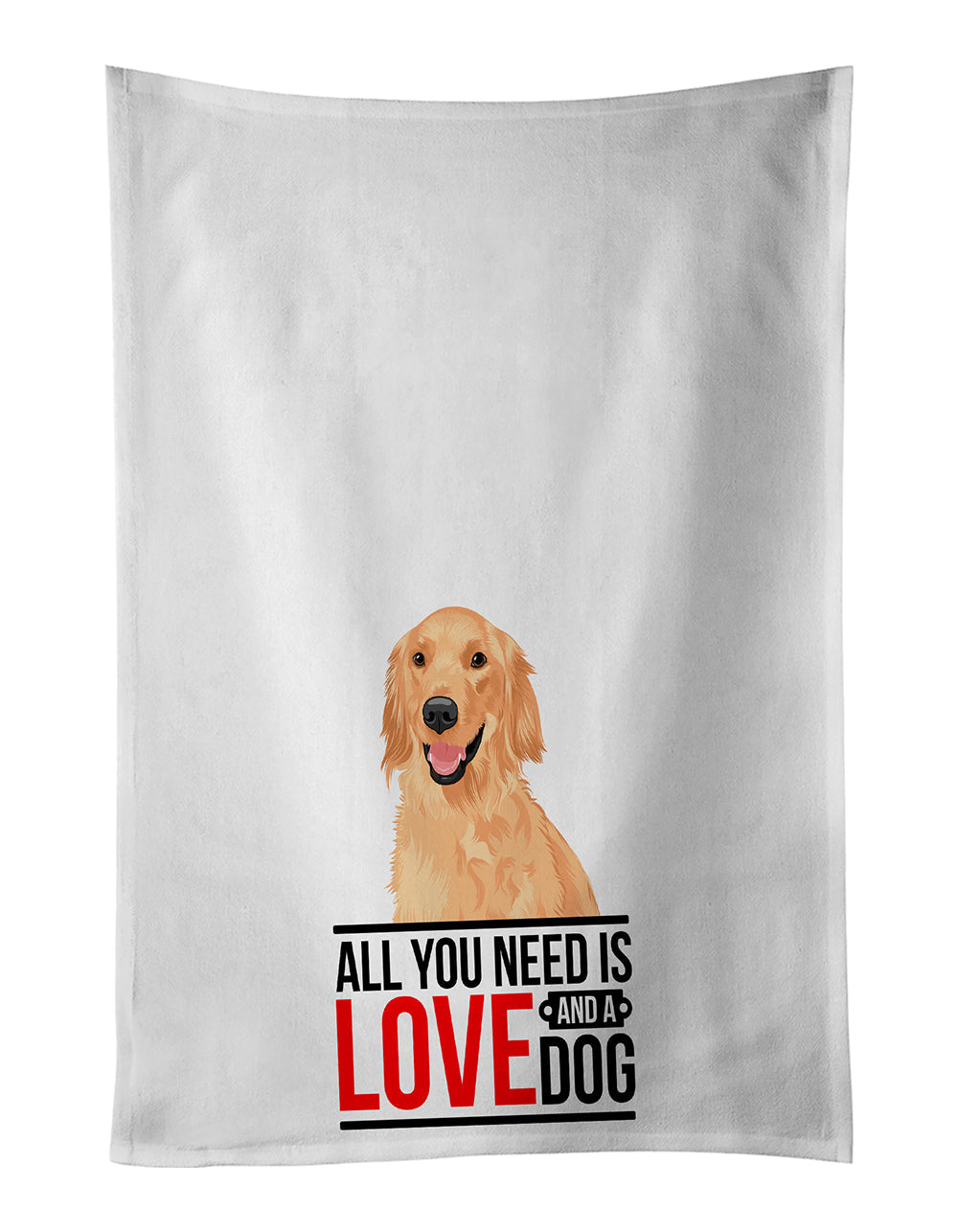 Golden Retriever Gold #1  Kitchen Towel Set of 2 White Dish Towels Decorative Bathroom Hand towel for Hand, Face, Hair, Yoga, Tea, Dishcloth, 19 X 28", White