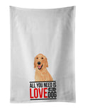 Golden Retriever Gold #1  Kitchen Towel Set of 2 White Dish Towels Decorative Bathroom Hand towel for Hand, Face, Hair, Yoga, Tea, Dishcloth, 19 X 28", White