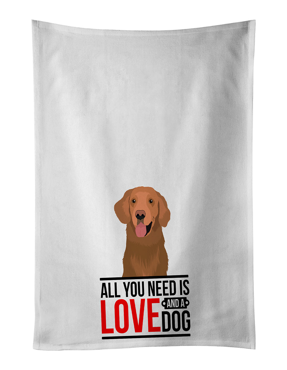 Golden Retriever Red #1  Kitchen Towel Set of 2 White Dish Towels Decorative Bathroom Hand towel for Hand, Face, Hair, Yoga, Tea, Dishcloth, 19 X 28", White